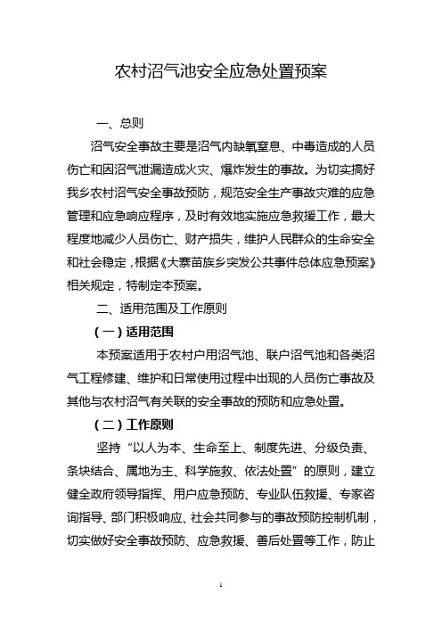 农村沼气池安全应急处置预案
