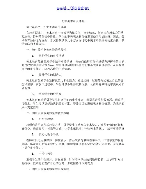 初中美术审美体验范文
