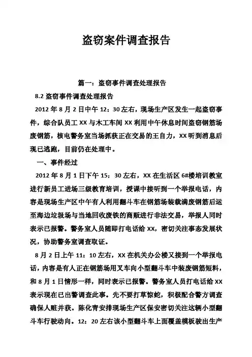 盗窃案件调查报告