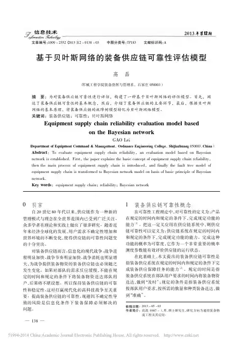 基于贝叶斯网络的装备供应链可靠性评估模型_高磊