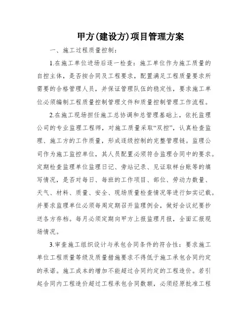 甲方(建设方)项目管理方案