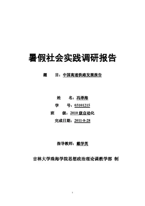 中国高速铁路发展报告