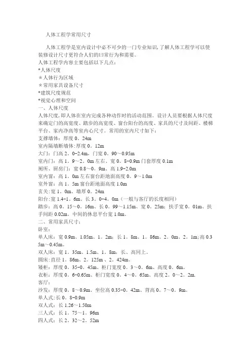 人体工程学与室内设计常用尺寸概览