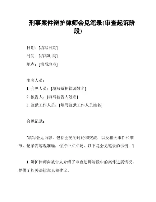 刑事案件辩护律师会见笔录(审查起诉阶段)