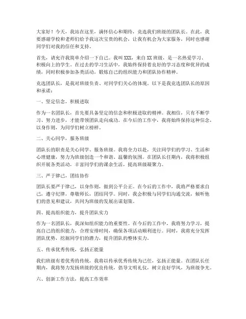 竞选团队长发言稿