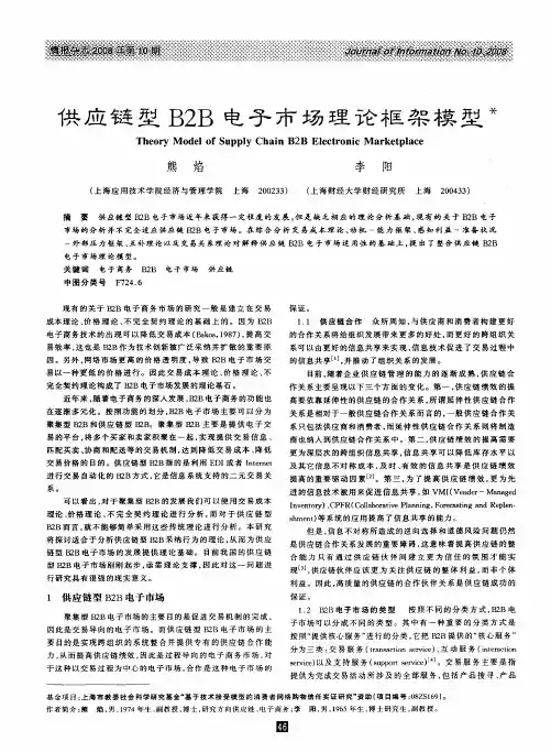 供应链型B2B电子市场理论框架模型