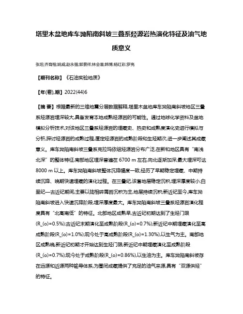 塔里木盆地库车坳陷南斜坡三叠系烃源岩热演化特征及油气地质意义