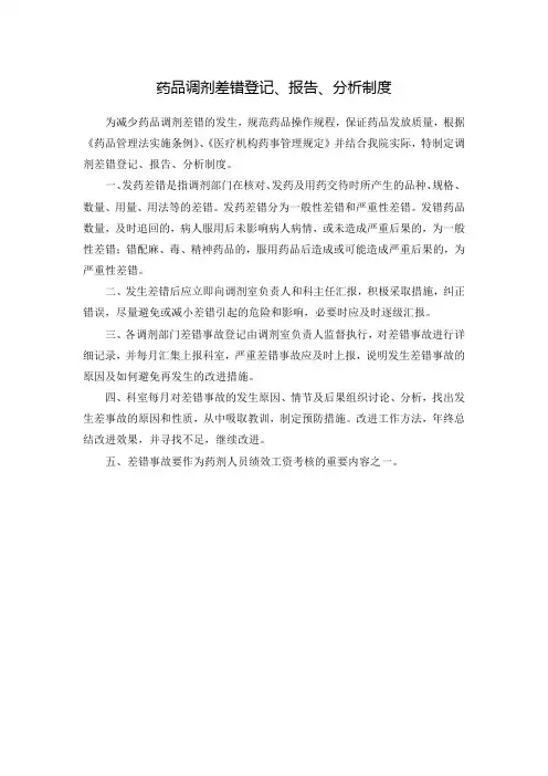 药品调剂差错登记