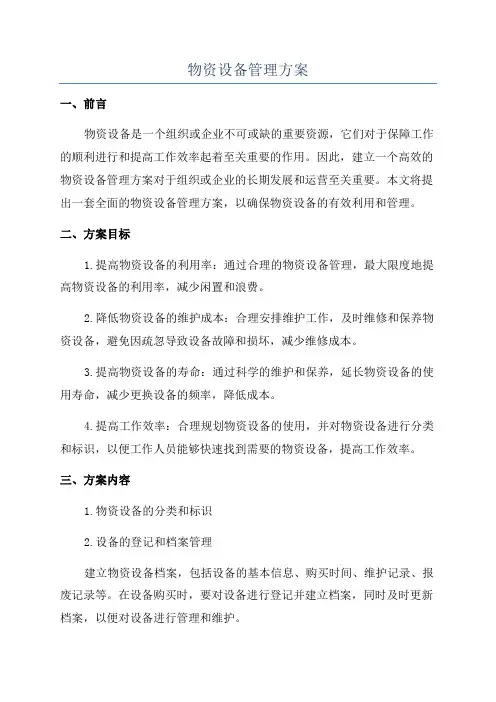 物资设备管理方案