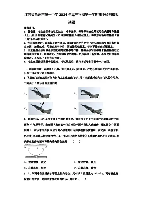 江苏省徐州市第一中学2024年高三物理第一学期期中检测模拟试题含解析