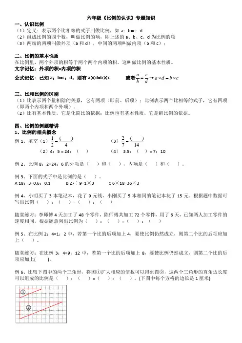 六年级《比例的认识》专题知识