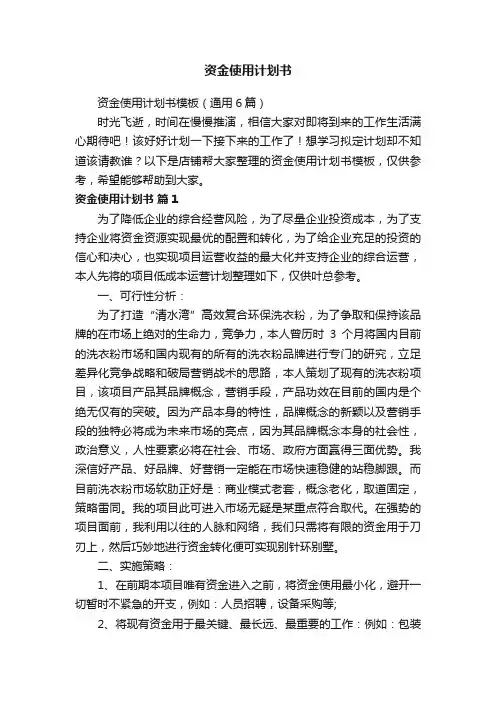 资金使用计划书