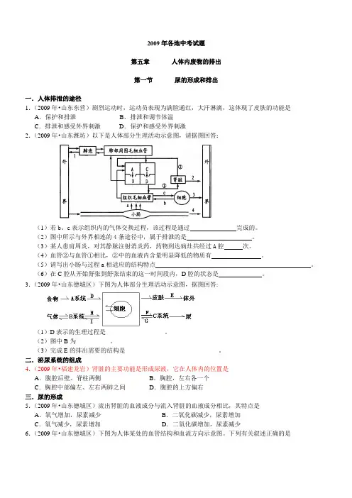 2007-2011年各地中考生物试题2(第五章)