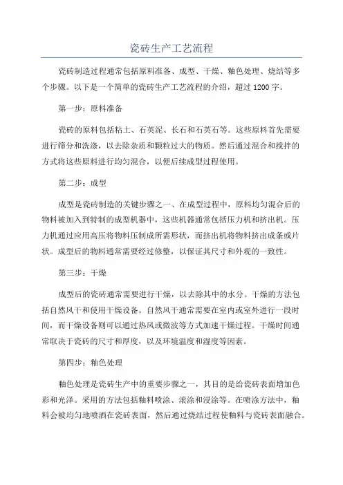 瓷砖生产工艺流程