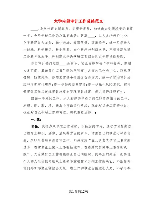 大学内部审计工作总结范文(3篇)