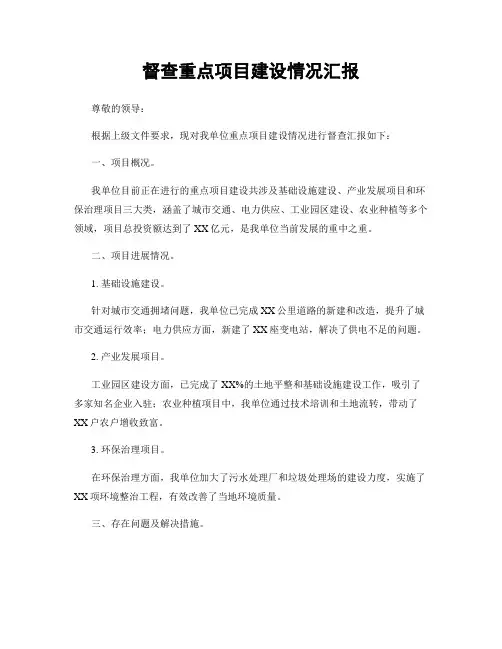 督查重点项目建设情况汇报