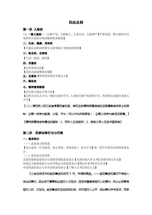 钟秀勇民法笔记整理【未完成,我就为挣点分儿下载别的资料】