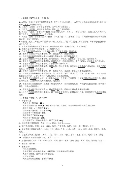 药用植物栽培学复习