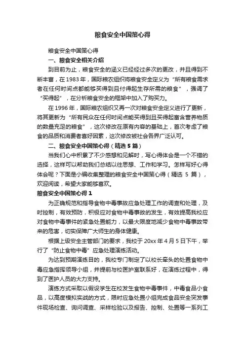 粮食安全中国策心得（精选5篇）