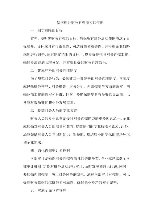 如何提升财务管控能力的措施