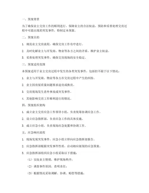 业主交房应急预案模板范文