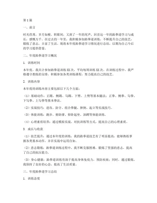 跆拳道年度总结范文(3篇)