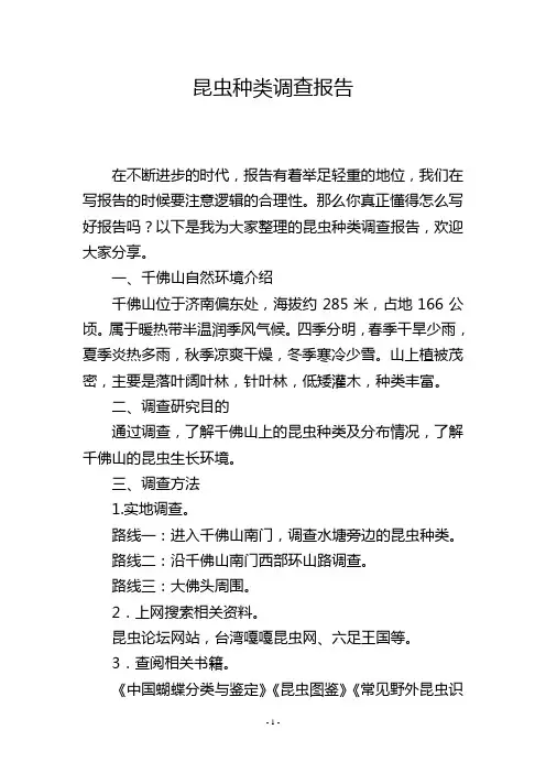 昆虫种类调查报告