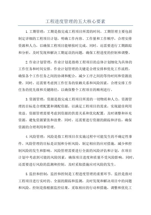 工程进度管理的五大核心要素