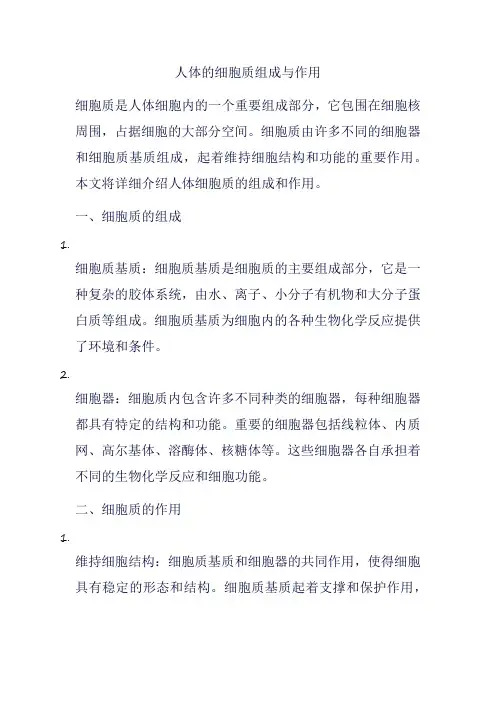 人体的细胞质的组成和作用