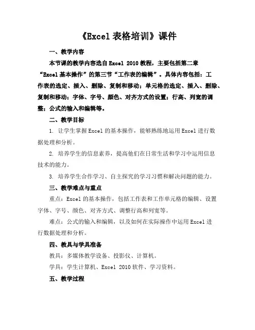 《Excel表格培训》课件