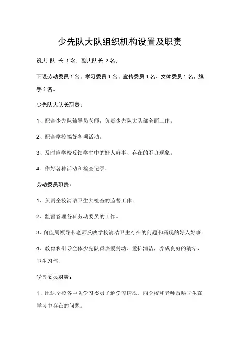 大队委员会组织机构设置及职责