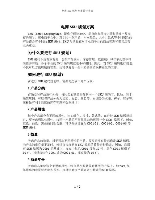 电商sku规划方案设计方案