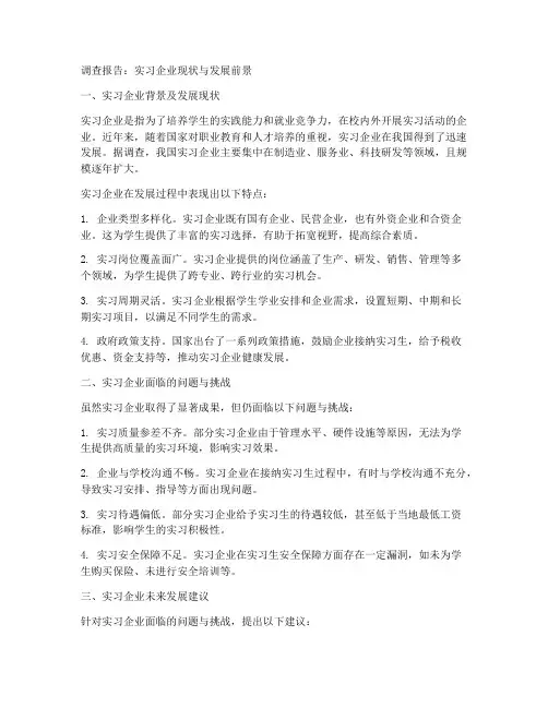实习企业的调查报告
