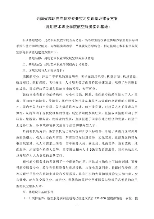 云南省高职高专院校专业实习实训基地建设方案-昆明艺术职业学院