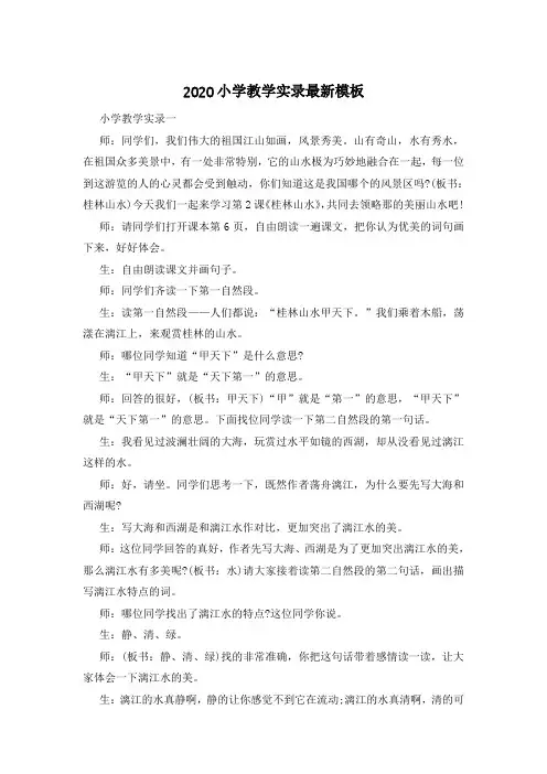 2020小学教学实录最新模板