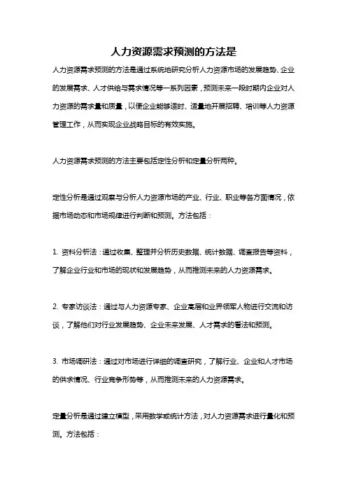 人力资源需求预测的方法是