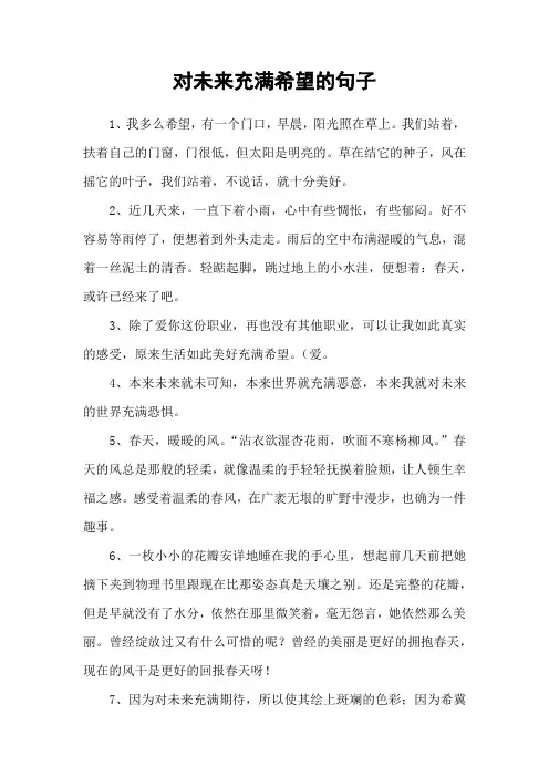 对未来充满希望的句子