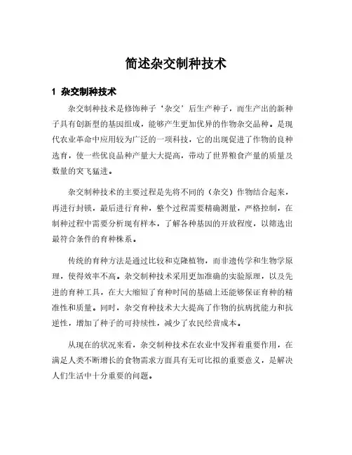 简述杂交制种技术