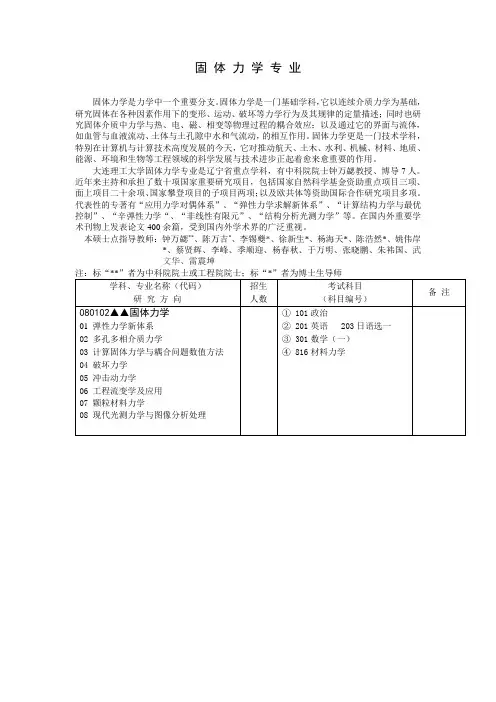 固体力学专业.