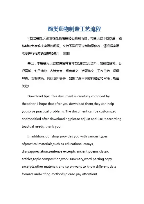 酶类药物制造工艺流程