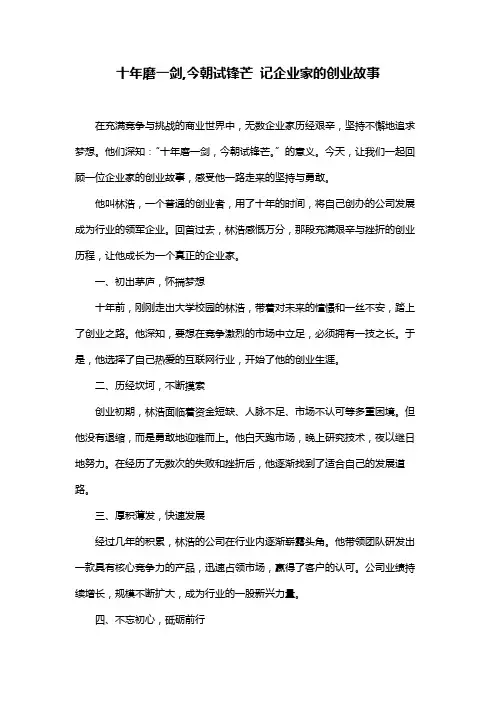 十年磨一剑,今朝试锋芒 记企业家的创业故事