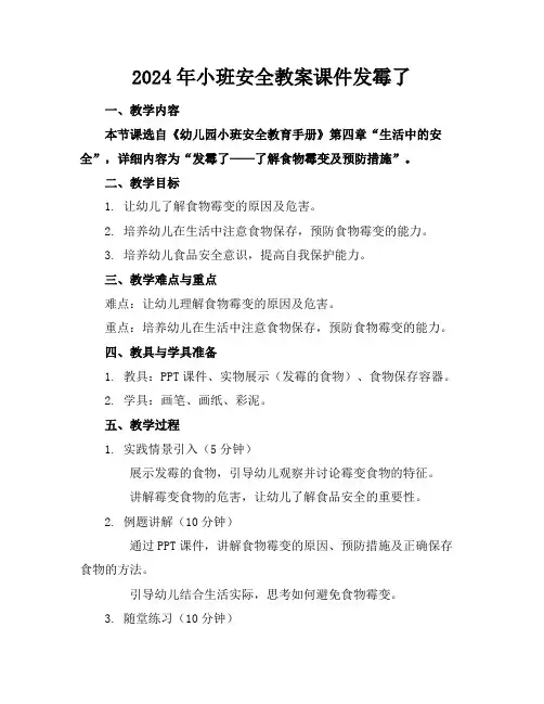 2024年小班安全教案课件发霉了