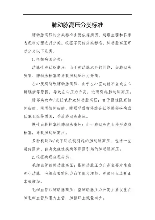 肺动脉高压分类标准