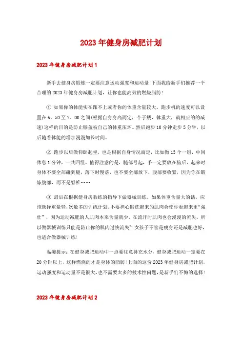 2023年健身房减肥计划