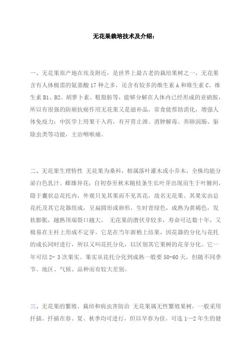 无花果栽培技术及介绍：