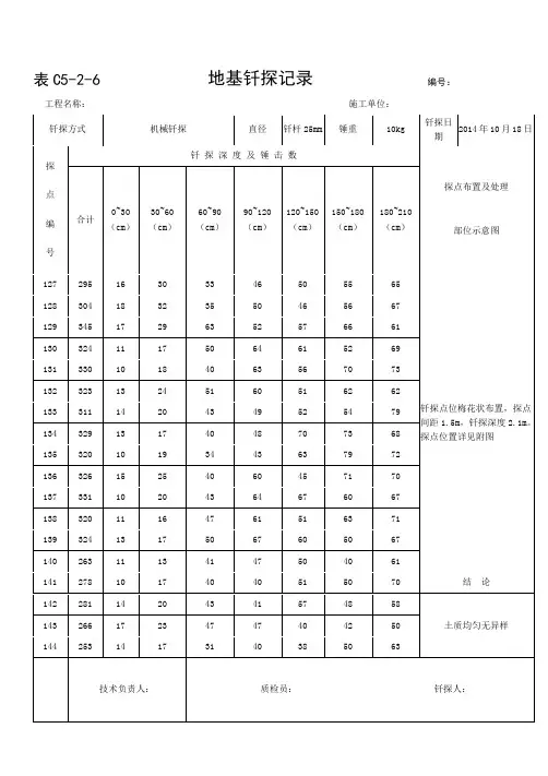钎探数据记录