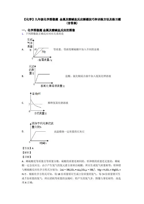 【化学】九年级化学图像题 金属及酸碱盐反应解题技巧和训练方法及练习题(含答案)
