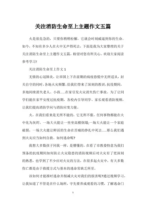 关注消防生命至上主题作文五篇