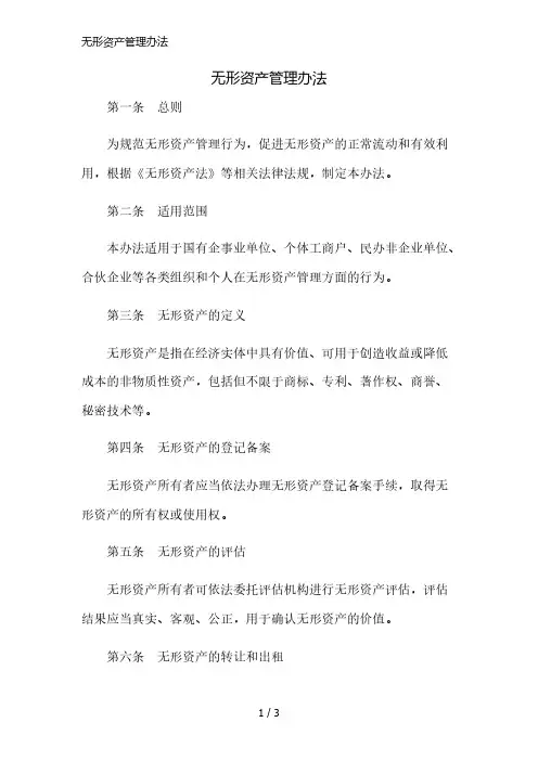 无形资产管理办法简版修正