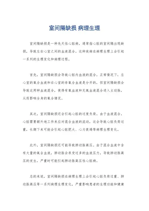 室间隔缺损 病理生理